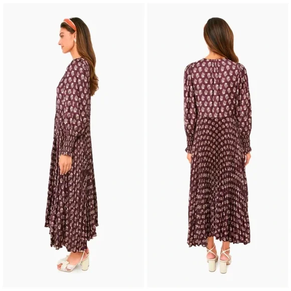 NWT Rebecca Taylor Zia Fleur Pleated Maxi Dress - Picture 3 of 16